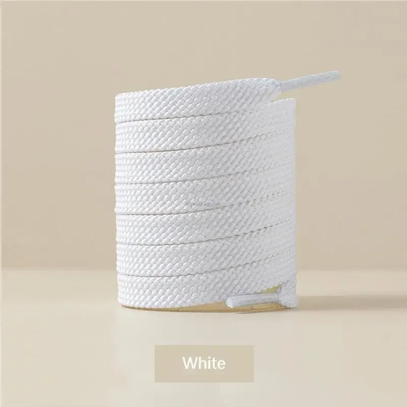 1Pair Classic Fabric Flat Shoelaces for Sneakers - Quality White & Black Shoe Laces for Shoes