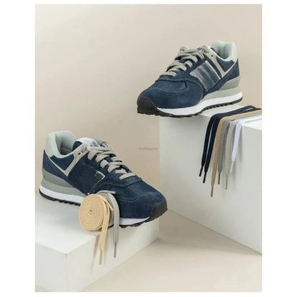 1Pair Classic Fabric Flat Shoelaces for Sneakers - Quality White & Black Shoe Laces for Shoes
