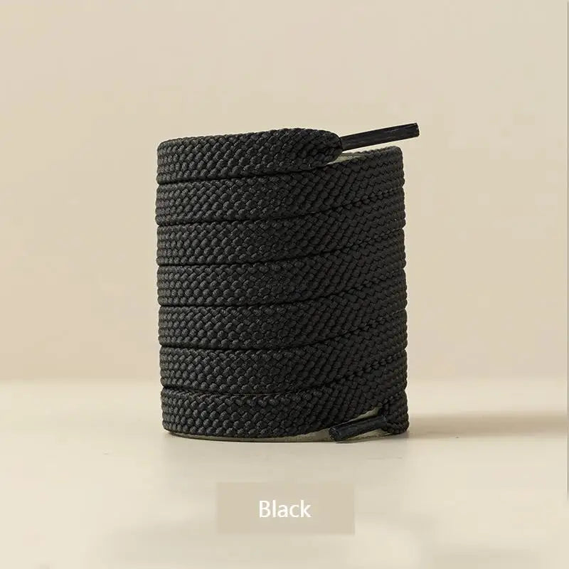 1Pair Classic Fabric Flat Shoelaces for Sneakers - Quality White & Black Shoe Laces for Shoes
