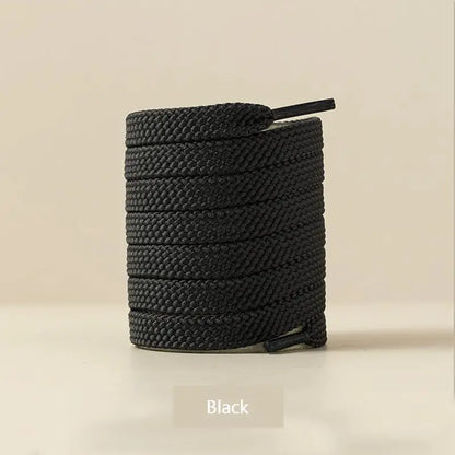 1Pair Classic Fabric Flat Shoelaces for Sneakers - Quality White & Black Shoe Laces for Shoes