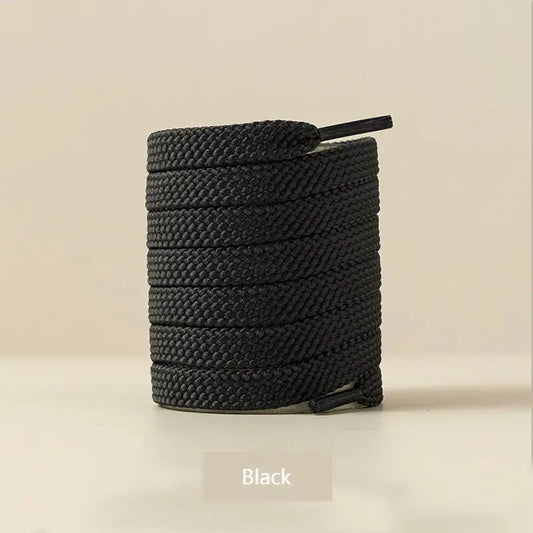 1Pair Classic Fabric Flat Shoelaces for Sneakers - Quality White & Black Shoe Laces for Shoes